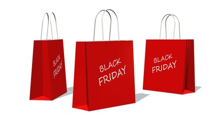 black friday - shopping bags with the print black friday, isolated on white background