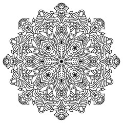 Hand drawn element. Black and white. Mandala. Vector illustration.