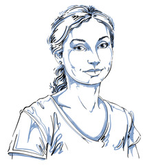 Artistic hand-drawn vector image, black and white portrait of de