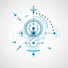 Obraz premium Technical blueprint, vector digital background with geometric de