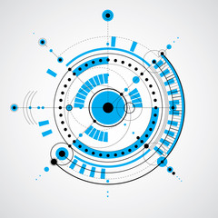 Mechanical scheme, vector engineering drawing with circles and g