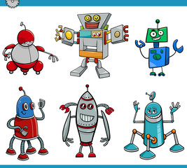 robot cartoon characters set