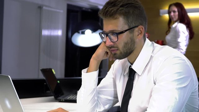 A businessman at work in office