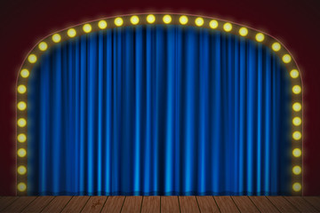 Stage with blue curtain
