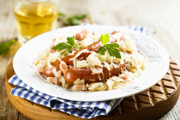 Sauerkraut stew with sausages