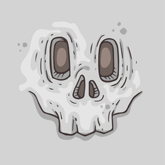 Cartoon monster face. Halloween illustration.