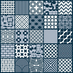 Set of vector endless geometric patterns composed with different