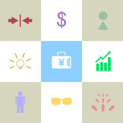 Line icons set with flat design elements of business people communication, professional support, partnership agreement, solving management problems. Modern pictogram