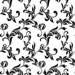 Seamless pattern with white floral tracery on a white background