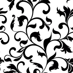 Classic seamless pattern with tracery on a white background. Vintage style