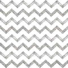 Seamless pattern of silver glitter zigzag chevron, silvern background of zig zag stripe, hand painted vector design for textile, wallpaper, web, wrapping, save the date, wedding, card, paper