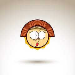 Vector artistic colorful drawing of girl with beautiful hairstyl