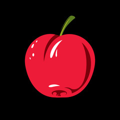 Harvesting symbol, single vector red fruit isolated. Ripe organi