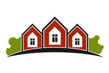 Colorful holiday houses vector illustration, home image with hor