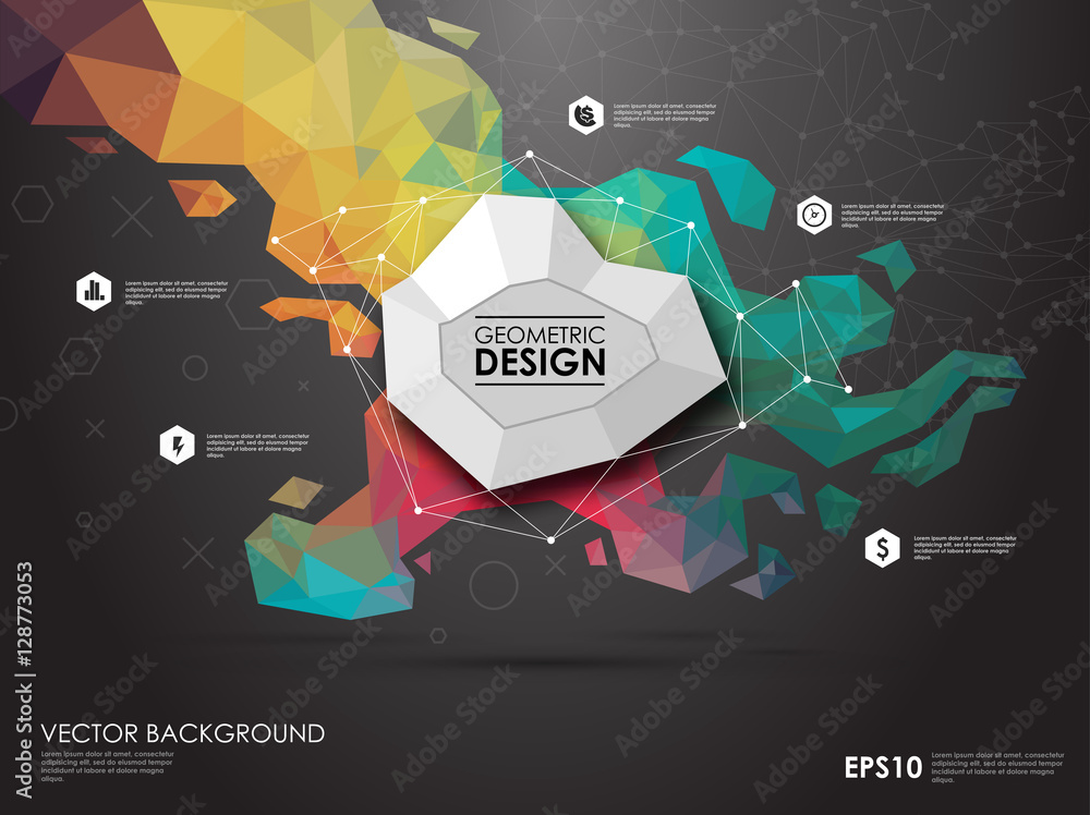 Poster concept background with poligonal geometric shapes. creative layout for presentation or website.