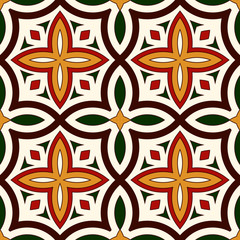 Bright seamless pattern with geometric ornament in Christmas traditional colors. Ethnic and tribal motifs.