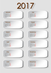 Calendar 2017 on tile with blank space to comment