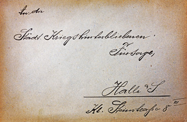 Vintage postcard with handwriting text