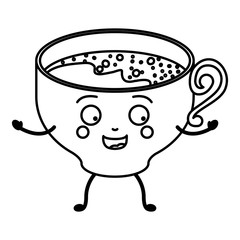 Coffee cup cartoon icon. Coffee time drink breakfast and beverage theme. Isolated design. Vector illustration