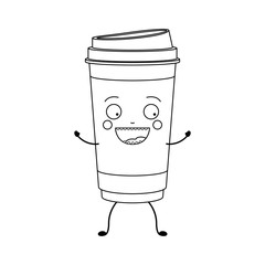 Coffee mug cartoon icon. Coffee time drink breakfast and beverage theme. Isolated design. Vector illustration