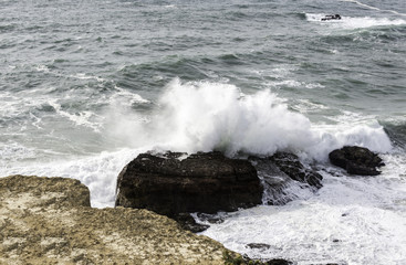blue wild ocean at protugal coast