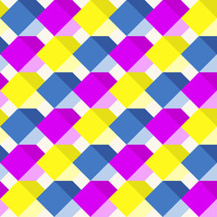 Seamless pattern with flat cubes. Abstract background in bright colors.