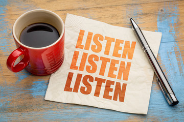 Listen concept on napkin