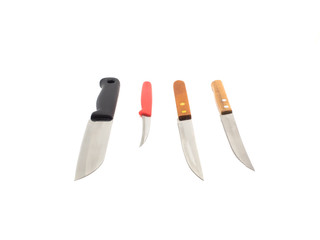 4 knives on white background