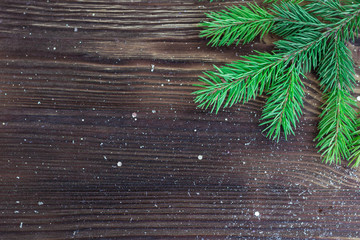 Christmas holiday wooden background with copy-space