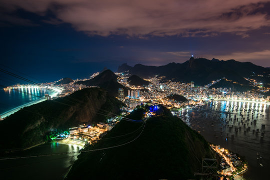 Night view of Rio de Janeiro city from the Sugarloaf Mountain