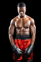 Fototapeta na wymiar Boxer posing after failure
