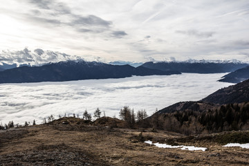 Sea Of Fog Above Lake Millstatt View To Goldeck In Carinthia Austria