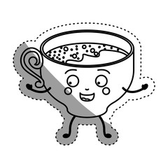 Coffee cup cartoon icon. Coffee time drink breakfast and beverage theme. Isolated design. Vector illustration