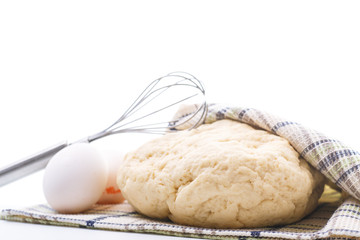 yeast dough raw eggs and whisk
