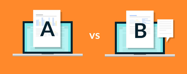 AB Testing to growth business revenue, sales, visitor with orange background © stokk.co