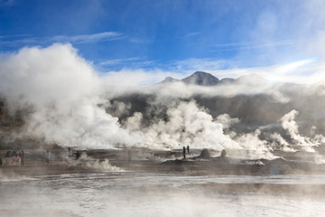 Geysers of the Tatio at sunrise. Atacama. Chile