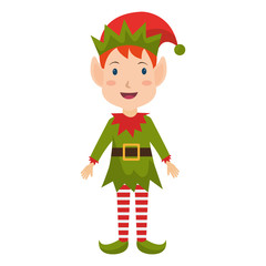 happy merry christmas elf character vector illustration design