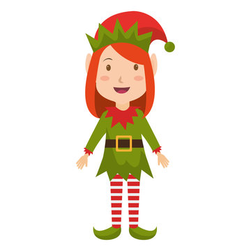 happy merry christmas elf character vector illustration design
