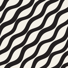Vector Seamless Black and White Hand Drawn Diagonal Lines Pattern