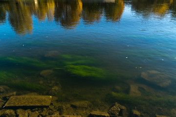 Wonderful autumn landscape by Danube River, Neues Schloss Castle, Ingolstadt, Germany, Bavaria, Europe