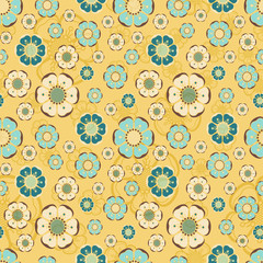 Fashion pattern with flowers in retro colors