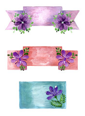 Beautiful watercolor banner with flowers