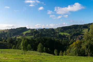 Obraz premium Panoramic view over Bohemian Switzerland, (Ceske Svycarsko), Hrensko, Czech republic, Central Europe