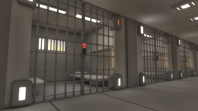 3d futuristic interior jail