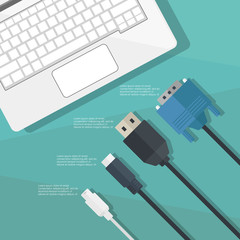 plugs for computer flat illustration