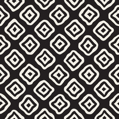 Vector Seamless Black and White Hand Drawn Rhombus Lines Pattern