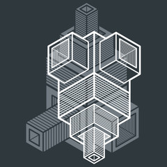 Abstract vector geometric form, 3D polygonal shape.