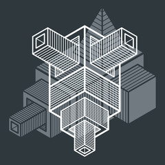 Fototapeta premium Engineering abstract shape, 3d vector polygonal figure.