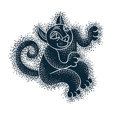 Funny black cat illustration for use in graphic design and as ma