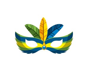 Obraz premium brazilian festival mask accessory icon over white background. brazilian culture concept. colorful design. vector illustration